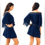 Lilly Pulitzer  Navy Blue Joelle Off Shoulder Mini‎ Short Dress Coastal Summer Photo 12