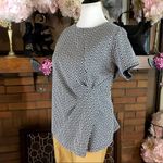 Liz Claiborne BLACK & WHITE CHEVRON PRINT WRAP LOOK TUNIC (0X) Photo 5