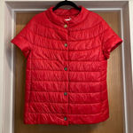 Patty Kim Red Lightweight Quilted Short Sleeve Puffer Jacket. Size: Small Photo 0