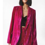 Nasty Gal  Collection Fuchsia Crushed Velvet Blazer – US 4 Photo 1