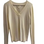 Maeve 𝅺Mauve by Anthropologie Cream‎ Ribbed Vneck Sweater - Large Photo 3