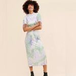Free People Find Me Now Helene Amethyst Tie-Dye Velvet Pleated Midi Dress XS Photo 1