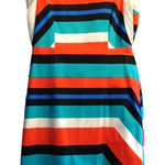 Esley  orange green black blue striped dress small‎ Photo 0