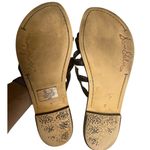 Sam Edelman Black Strappy Leather Flat Sandals Women's 7 Slip-On Croc Embossed Photo 4