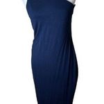 BAILEY 44 One Shoulder Neck Detail Navy Sheath Dress Size Medium Knit Photo 0