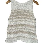 Rag and Bone  Women’s Size L White Tan Knit Lizette Striped Loose Sweater Tank Top Photo 3