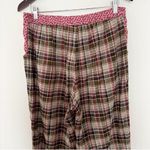Anthropologie Plaid Floral Waistband Wide Leg Pants Pink/Brown Size 10 Cotton Photo 6
