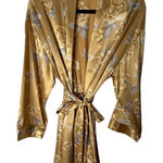 Victoria's Secret Vintage  Gold Floral Satin Long Sleeve Kimono Robe OS Y2K Retro Photo 0