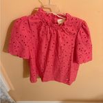 Sézane Sezane Louisah Pink Eyelet Short Sleeve Blouse Photo 2
