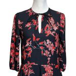 Alice + Olivia Moore Mini Dress Women’s Size XS Black Floral Blouson Sleeve Tier Photo 2