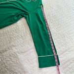 Natori  Green Satin Pajama Top with White Piping Photo 5