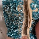Angela and Alison teal blue beaded prom wedding ball evening gown size 0 Pageant Photo 3