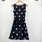 Talbots  Petites 6P Black Sleeveless Cotton Daisy Applique‎ 3D Dress Fit Flare Photo 1