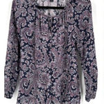 Lucky Brand Lucky Brand Women's Paisley Keyhole Long Sleeve Shirt Multicolor Size Small Photo 0