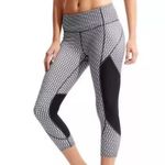 Athleta Leggings XS Gray White Checkered Capri Cropped Activewear Athletic Women Photo 1