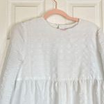 ZARA  Tiered Baby Doll Dress White Textured Ruffle Size Medium Photo 2
