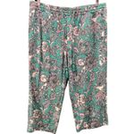 Belle By Kim Gravel Womens Capri Pants Size 1X Boho Paisley Floral Oversized Green Photo 1