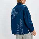 Free People #52 NWT Tidal Stitch Shirt in Sailor Blue Combo Photo 1