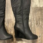 Journee Collection Black Wedge Knee-High Boots Size 8 WC Photo 5