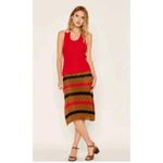 Stella Pardo Paris Talia Crochet Striped Open Knit Flared Pointelle Skirt Sz S Brown Photo 4