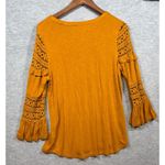 Maeve  Mustard Boho Shirt Bell Sleeve Crochet Lace Sz‎ M Photo 5