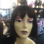 Wig 100% Human hair New short bob style wig bangs Brown Photo 5