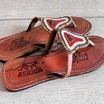 Africa Women’s Beaded Leather Sandals Size 41 Handcrafted U.S. Size 8 NEW Brown Photo 2