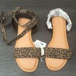 Old Navy Leopard Faux Suede Ankle Tie Sandals  Size 7 NWT Photo 2