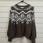 Francesca's  Marilyn Fairisle Pullover Brown Sweater size M Photo 0