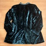 Soft Surroundings  Teal Green Velvet One Button Embellished Blazer Size M Photo 6