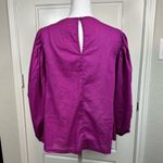 Farm Rio  For Anthropologie Kelsie Cotton Peasant Blouse Purple Size Medium Photo 3