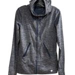Roxy Women's Medium Nlue Heathered Gray Hooded Zip-Up Jacket Casual Long Sleeve Photo 0
