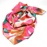 Large Bold Floral Print Silky Square Scarf Pink Photo 0