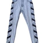 Zana Di Vintage  Acid Washed Lace Detail High Waisted Mom Jeans Size 10 Photo 0