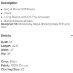 Rag and Bone  black off the shoulder long sleeve shirt dress size xs oversized Photo 8
