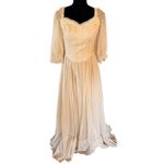 Handmade Vintage Prairie Dress Cream Floral Cottagecore Boho Wedding 1970s Photo 1