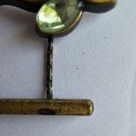 Vintage Wide Flower Vine Green & Purple Rhinestone brass tone metal bracelet Photo 9