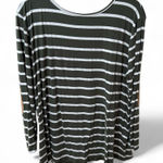 Long sleeve green striped maternity shirt with detailing on the back size large Photo 0