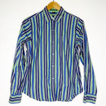 Ralph Lauren  Women’s Striped Blue and Green Button Shirt Size Medium Photo 0