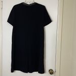 Rag and Bone NWOT black crew neck short sleeve shift dress Leather trim collar Med Photo 4