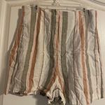 ZARA High Waist Linen Blend Striped Shorts M Vacation Travel Preppy Beach Photo 0