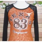 G3 For Her Ladies Texas Longhorns 83 Burn Out Tee Shirt Top Size S Long Sleeve Orange Photo 1