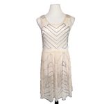 Free People  Embellished Beaded Sheer Sleeveless Mini Slip Dress Cream Large Photo 2