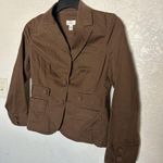 Loft Ann Taylor Brown Blazer Women's Size 8P Cotton With Pockets Casual Jacket Photo 2