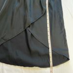 Entro Black Satin Bubble Puff Sleeves Faux Wrap Dress High Low Hem Belt‎ Midi S Photo 15