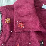 Classic Elements NWOT Vintage  Burgundy Embroidered Floral Beaded Sleeveless Cardigan Vest, size S Photo 8