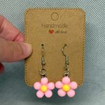 Handmade Pink and Yellow Flower Earrings Photo 0