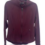 Athleta  L Wine Burgundy Ribbed Long Sleeve Stretch Full Zip Salutation Jacket Photo 0