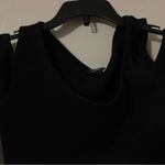 Ribbed Cutout Black Cold Shoulder Sweater Dress Photo 1