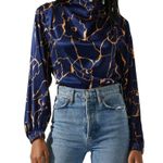 ASTR  The Label Women's Veronica Cutout Cowl Neck Long Sleeve Satin Blouse Top L Photo 0